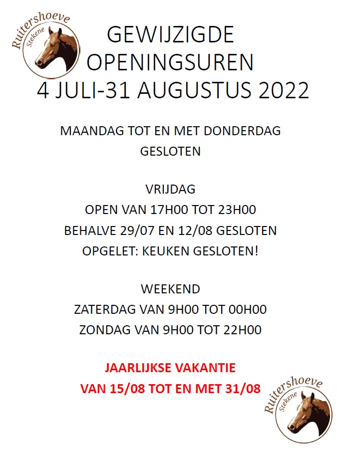 Gewijzigde openingsuren zomer 2022